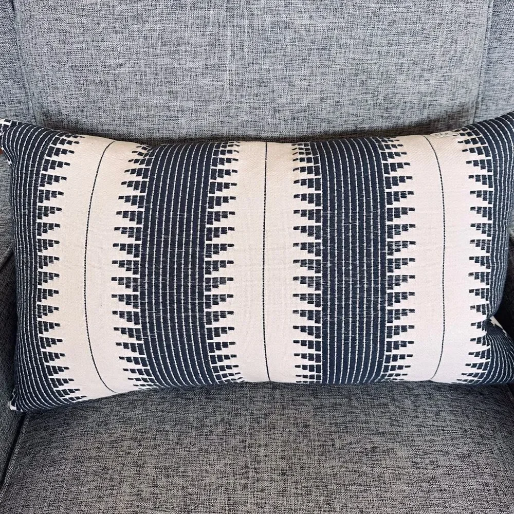 Elements Erin Gates Large Navy Blue Cream Aztec Lumbar Throw Pillow